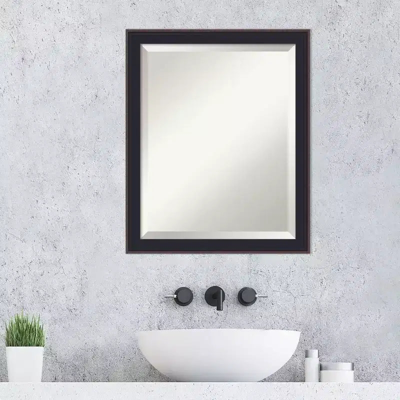 Amanti Art Havana Black Bronze Beveled Framed Bathroom Vanity Wall Mirror