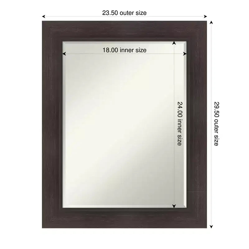 Amanti Art Sloped Half-Inch-Bevel Framed Bathroom Vanity Wall Mirror