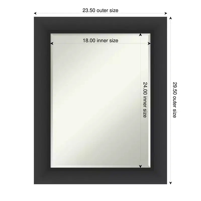 Amanti Art Sloped Half-Inch-Bevel Framed Bathroom Vanity Wall Mirror