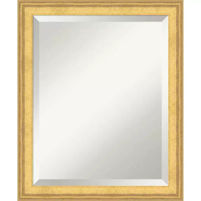 Amanti Art Owen Gold Beveled Wood Framed Bathroom Vanity Wall Mirror