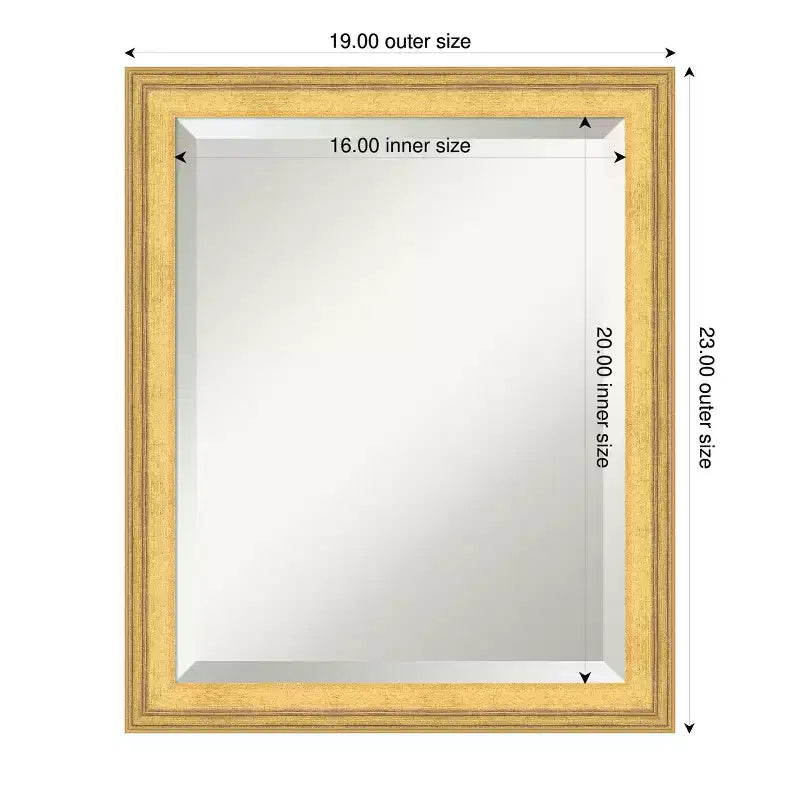 Amanti Art Owen Gold Beveled Wood Framed Bathroom Vanity Wall Mirror