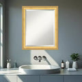 Amanti Art Owen Gold Beveled Wood Framed Bathroom Vanity Wall Mirror
