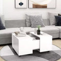 vidaXL Engineered Wood Coffee Table with Storage- Extendable, Modern Look with Mobility (Wheels), White, Square Shape, Easy to Clean