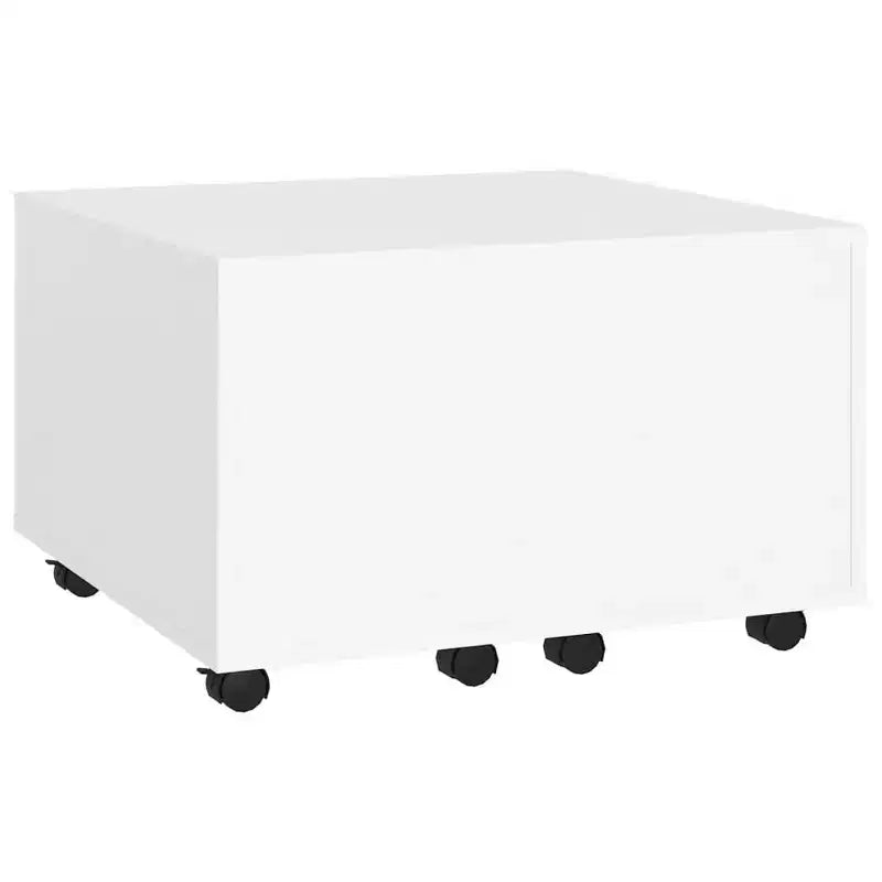 vidaXL Engineered Wood Coffee Table with Storage- Extendable, Modern Look with Mobility (Wheels), White, Square Shape, Easy to Clean