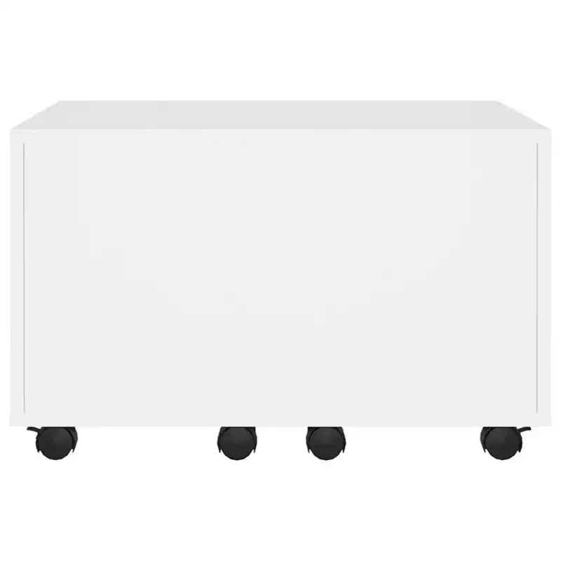 vidaXL Engineered Wood Coffee Table with Storage- Extendable, Modern Look with Mobility (Wheels), White, Square Shape, Easy to Clean