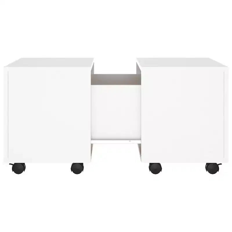 vidaXL Engineered Wood Coffee Table with Storage- Extendable, Modern Look with Mobility (Wheels), White, Square Shape, Easy to Clean