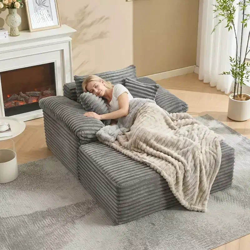 48.8'' Chaise Lounge Chair Indoor, Corduroy Sofa Bed, Oversized Sleeper, No Assembly Needed