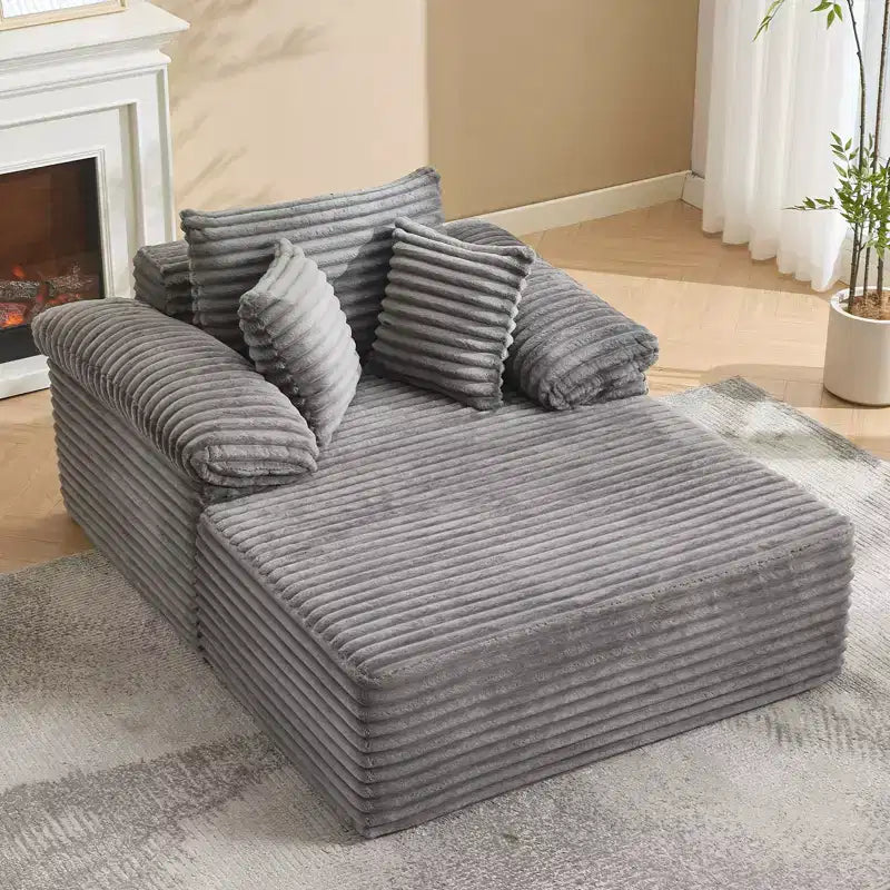 48.8'' Chaise Lounge Chair Indoor, Corduroy Sofa Bed, Oversized Sleeper, No Assembly Needed