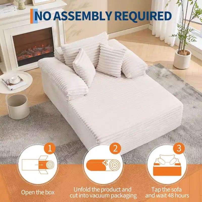 48.8'' Chaise Lounge Chair Indoor, Corduroy Sofa Bed, Oversized Sleeper, No Assembly Needed