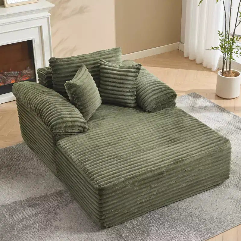 48.8'' Chaise Lounge Chair Indoor, Corduroy Sofa Bed, Oversized Sleeper, No Assembly Needed