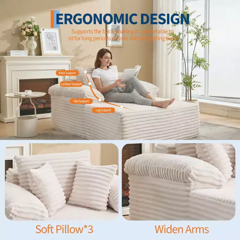 48.8'' Chaise Lounge Chair Indoor, Corduroy Sofa Bed, Oversized Sleeper, No Assembly Needed