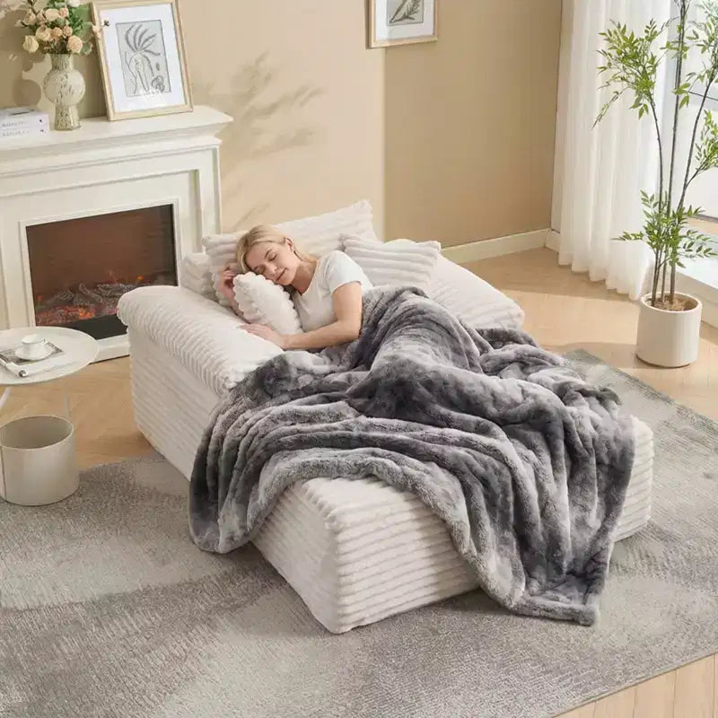48.8'' Chaise Lounge Chair Indoor, Corduroy Sofa Bed, Oversized Sleeper, No Assembly Needed