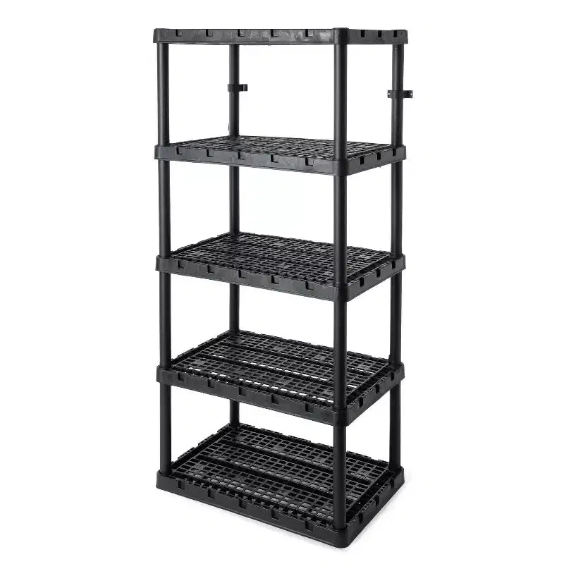 Gracious Living Heavy-Duty Storage Shelves, Ventilated Shelving Rack for Home Organization, 5 Shelves, Black