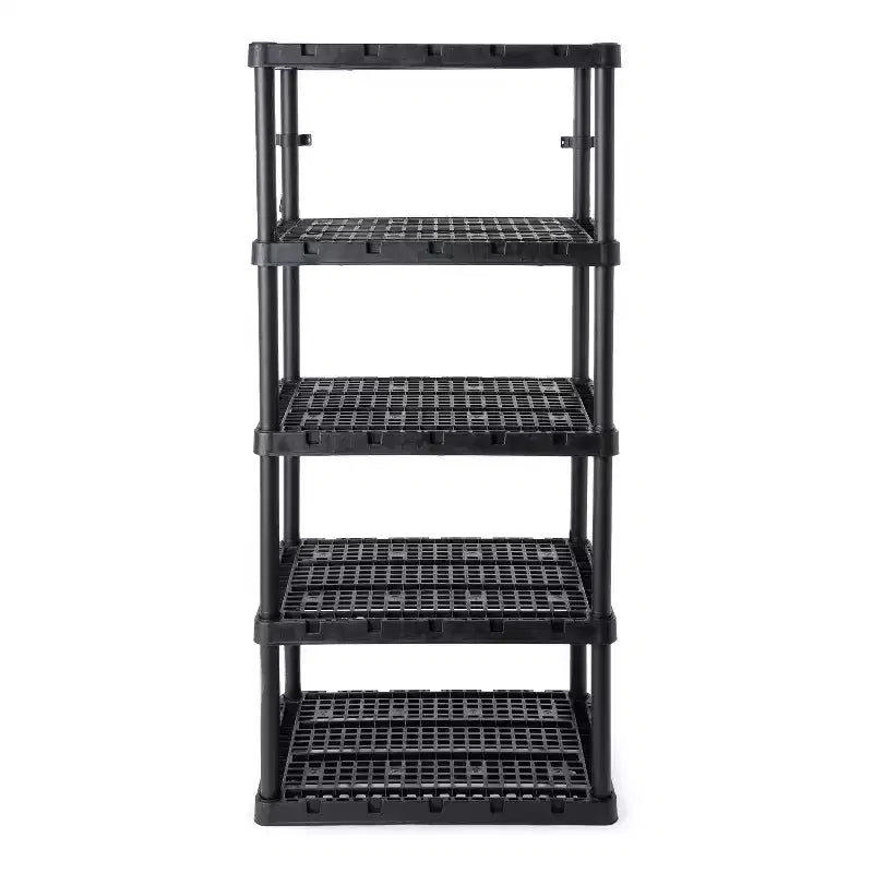 Gracious Living Heavy-Duty Storage Shelves, Ventilated Shelving Rack for Home Organization, 5 Shelves, Black