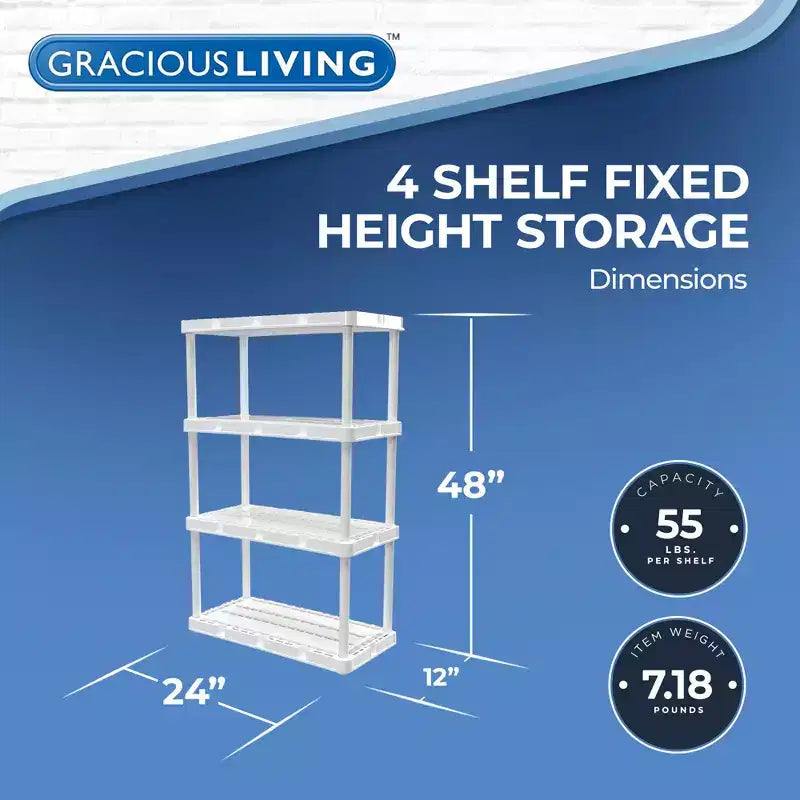 Gracious Living Heavy-Duty Storage Shelves, Ventilated Shelving Rack for Home Organization, 5 Shelves, Black