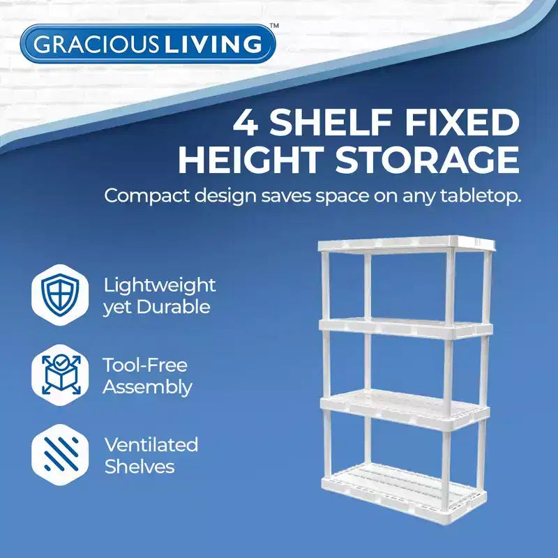 Gracious Living Heavy-Duty Storage Shelves, Ventilated Shelving Rack for Home Organization, 5 Shelves, Black