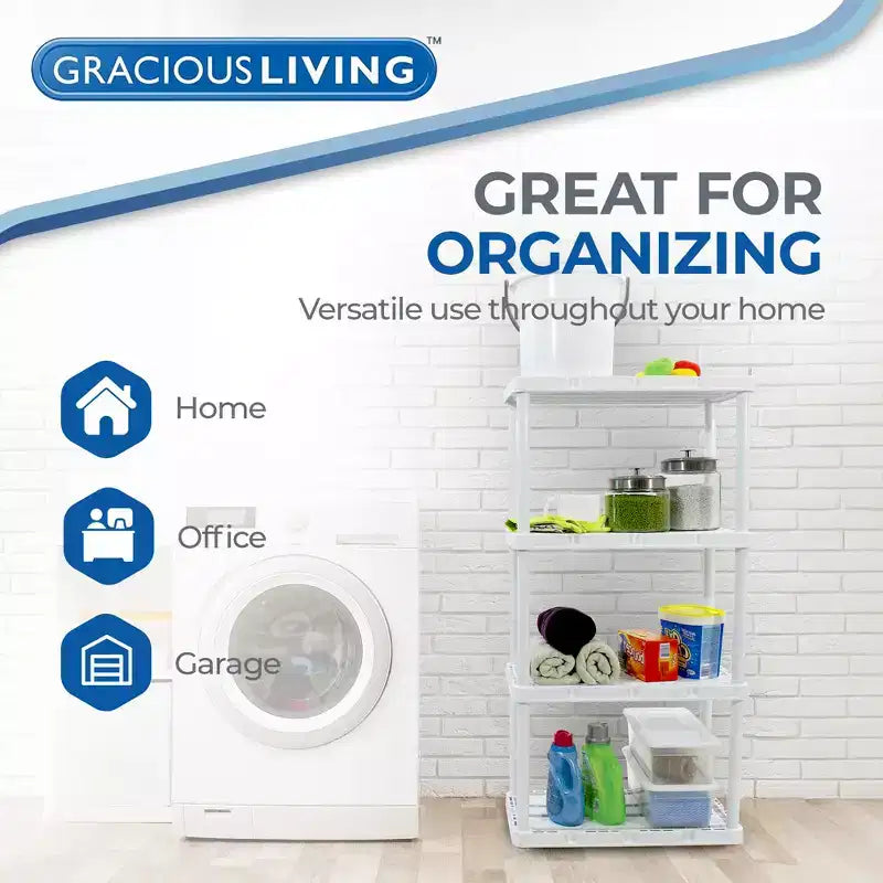 Gracious Living Heavy-Duty Storage Shelves, Ventilated Shelving Rack for Home Organization, 5 Shelves, Black