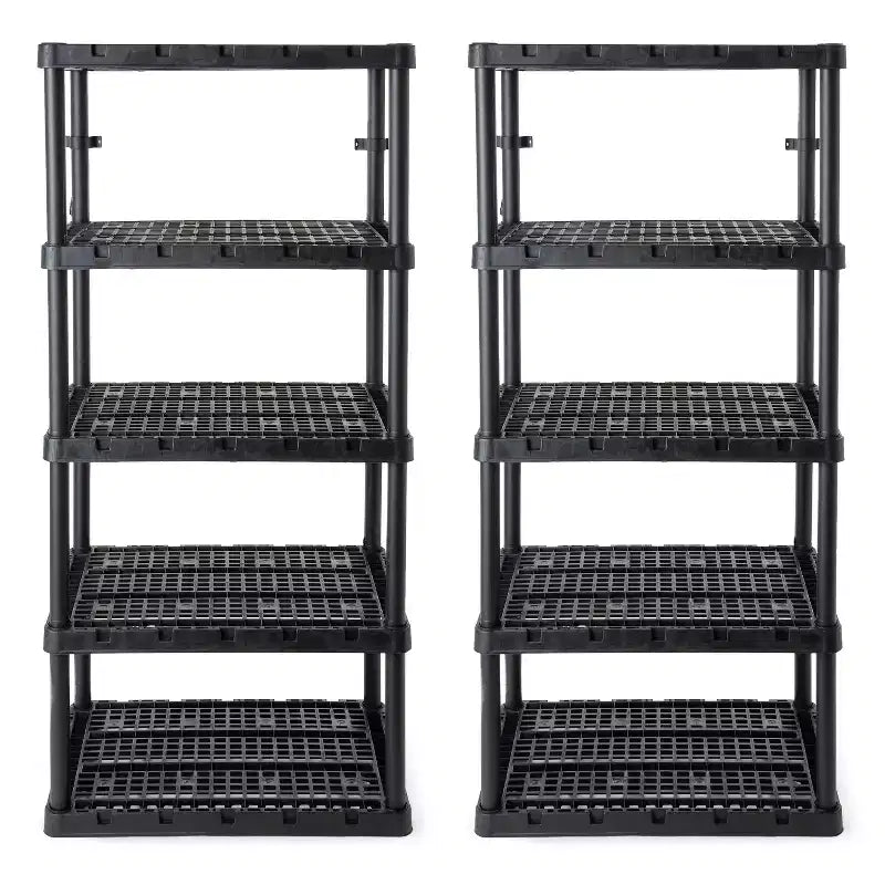 Gracious Living Heavy-Duty Storage Shelves, Ventilated Shelving Rack for Home Organization, 5 Shelves, Black