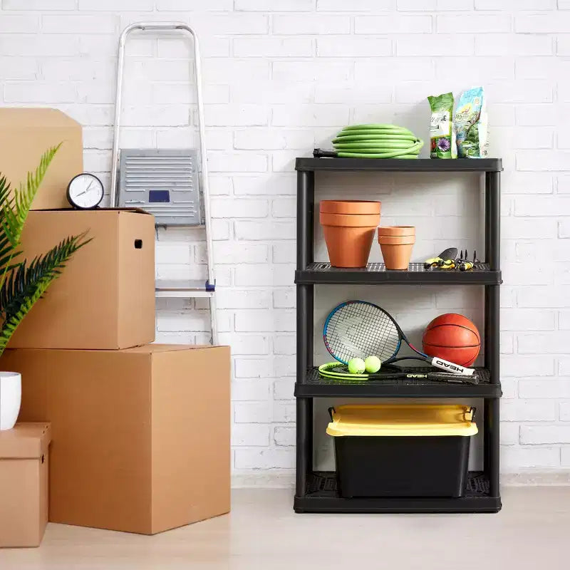 Gracious Living Heavy-Duty Storage Shelves, Ventilated Shelving Rack for Home Organization, 5 Shelves, Black