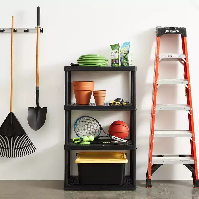 Gracious Living Heavy-Duty Storage Shelves, Ventilated Shelving Rack for Home Organization, 5 Shelves, Black