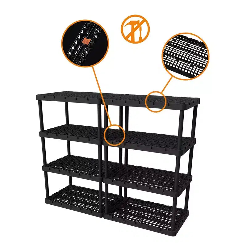 Gracious Living Heavy-Duty Storage Shelves, Ventilated Shelving Rack for Home Organization, 5 Shelves, Black