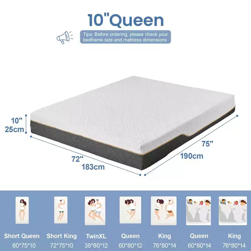 Dyonery Medium - Extra Firm Flippable Mattress Twin XL, 12 Inch Extra Firm Memory Foam Mattress for Back Pain, High Density Bed-Mattress in Box