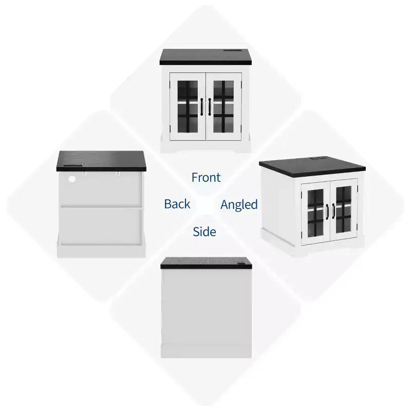 Buffet Cabinet with Storage, Sideboard Buffet with Glass Doors, Built-in Power Outlet, Black Relief Top Plate, for Kitchen, Coffee Bar, Pantry