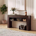 63 Slim Console Table with 3 Open Shelves, Rustic Narrow Sofa Table for Behind Couch, 3-Tier Long Entryway Table for Hallway, Wood Frame
