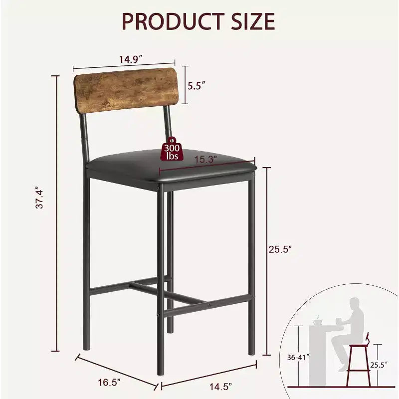 Modern Counter Height Dining Chairs with Cushioned Seat for Home or Restaurant