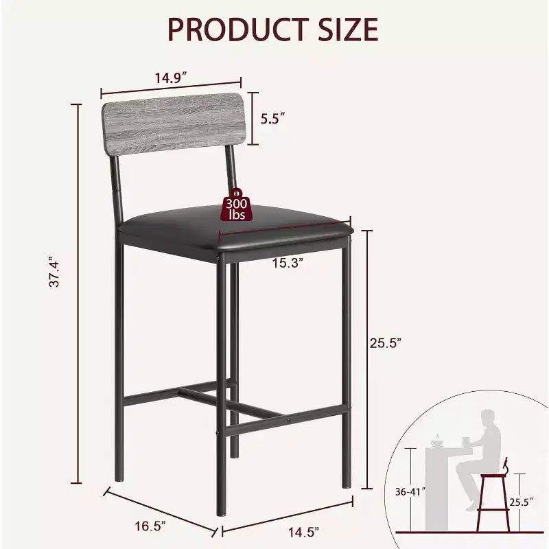 Modern Counter Height Dining Chairs with Cushioned Seat for Home or Restaurant