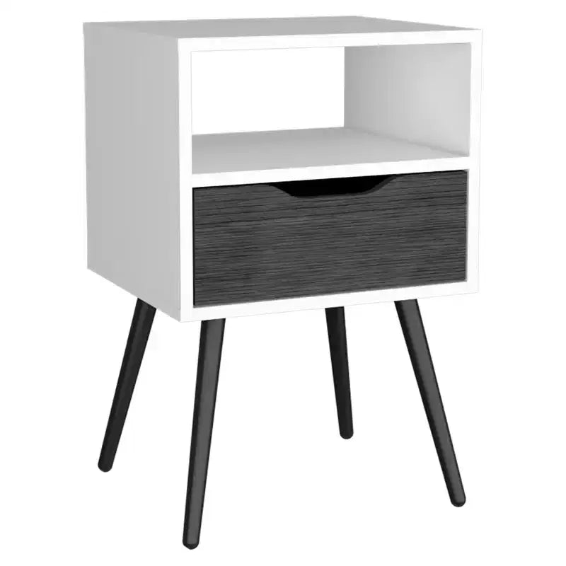 HomeRoots 25 Gray Wood One Drawer Nightstand