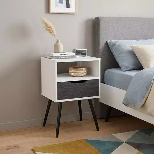 HomeRoots 25 Gray Wood One Drawer Nightstand