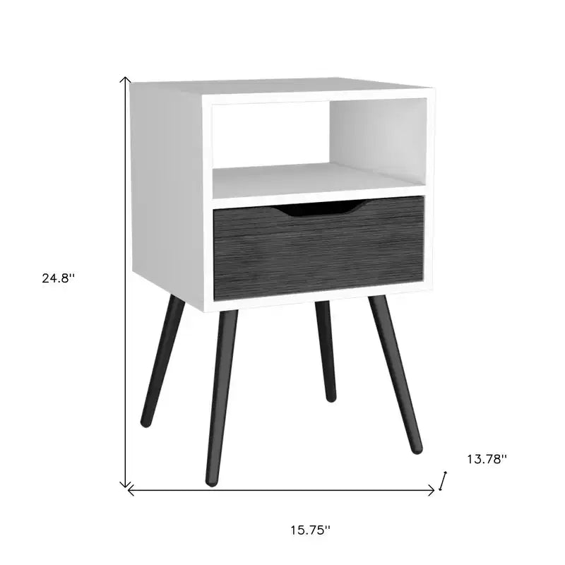 HomeRoots 25 Gray Wood One Drawer Nightstand