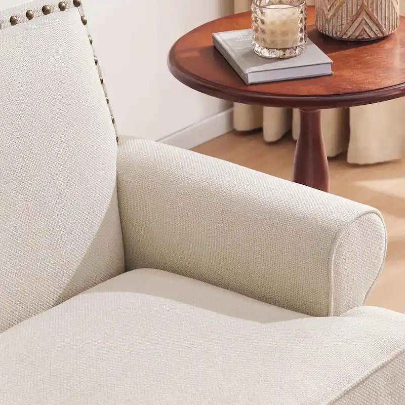 Beige Modern 31 Arm Chair with Nailheads