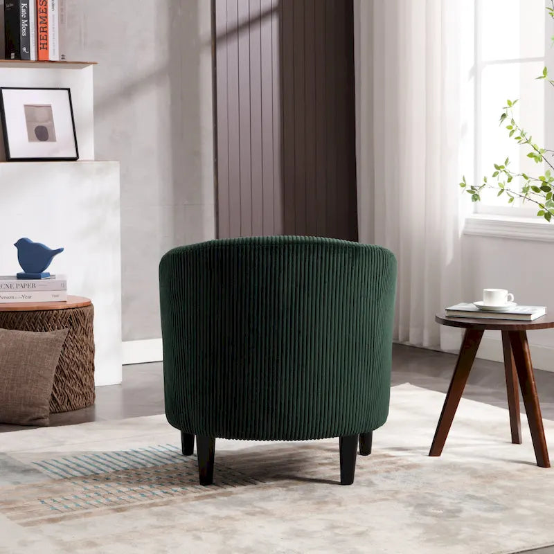 Emerald 24.8 Upholstered Barrel Chair with Wood Legs and Pillows