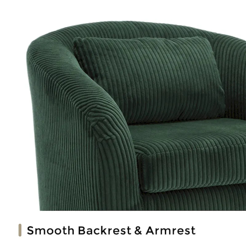 Emerald 24.8 Upholstered Barrel Chair with Wood Legs and Pillows