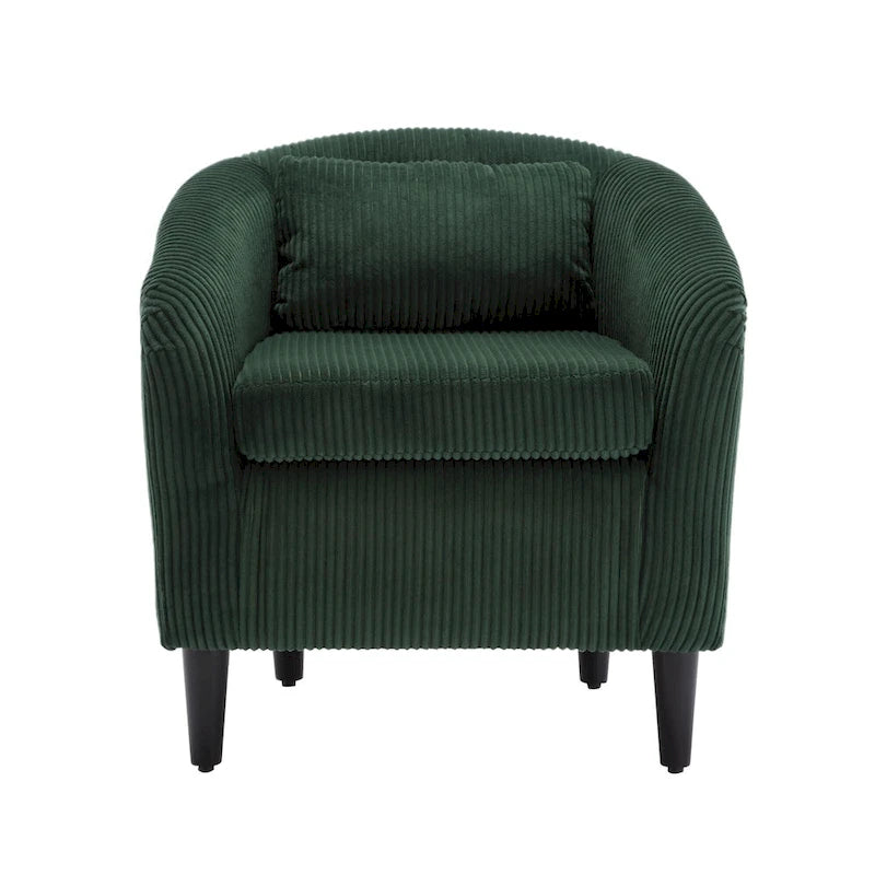 Emerald 24.8 Upholstered Barrel Chair with Wood Legs and Pillows