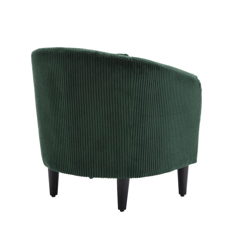 Emerald 24.8 Upholstered Barrel Chair with Wood Legs and Pillows