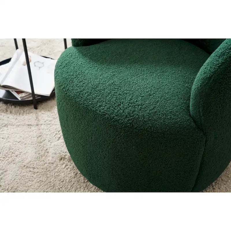 Green Modern 25.6 Swivel Barrel Chair with Metal Ring