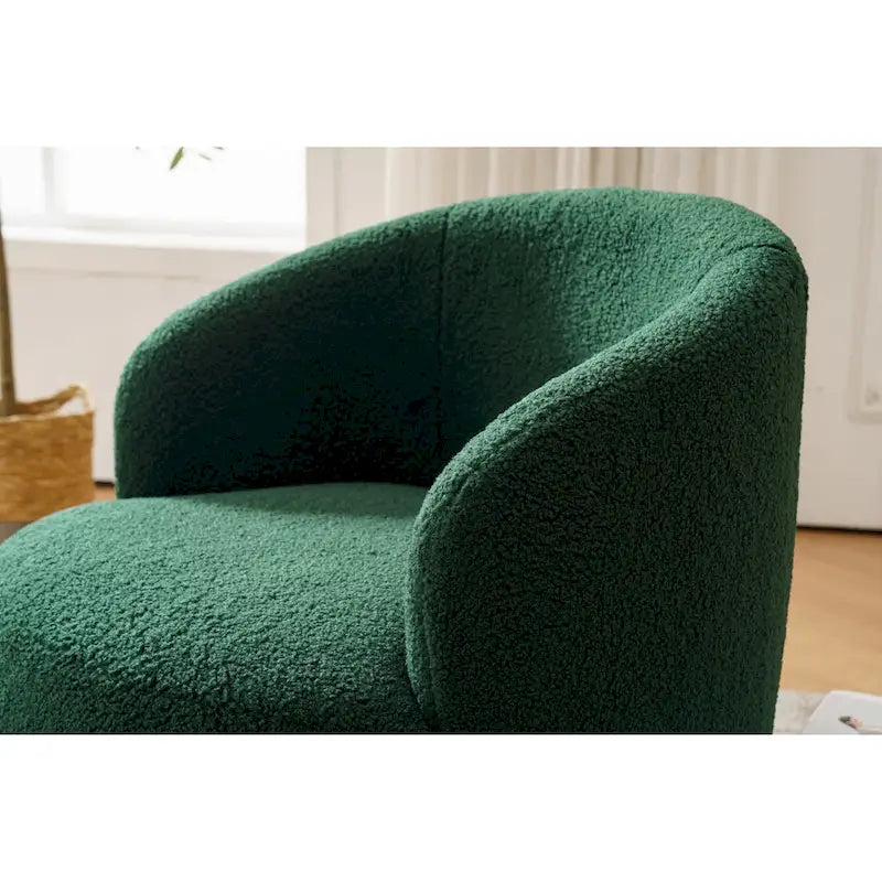 Green Modern 25.6 Swivel Barrel Chair with Metal Ring