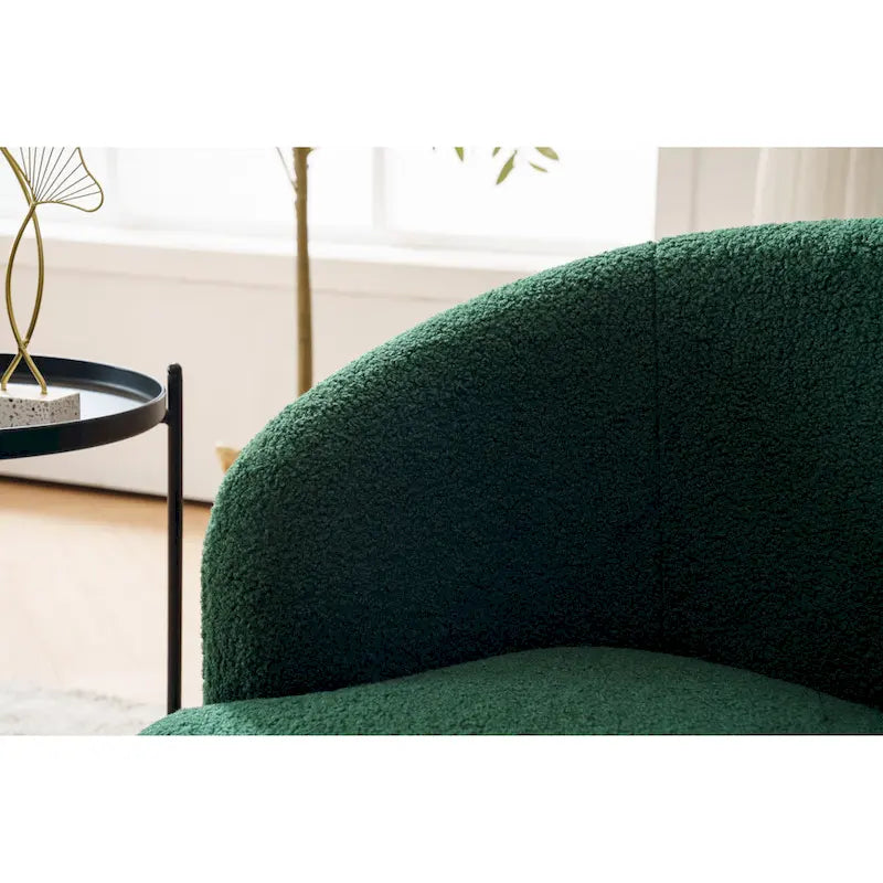 Green Modern 25.6 Swivel Barrel Chair with Metal Ring