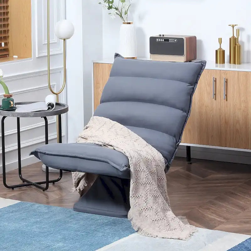 Swivel Floor Chair with Back Support, Microfiber Adjustable Video Gaming Chair for Reading, Lounging, Meditating, Gray