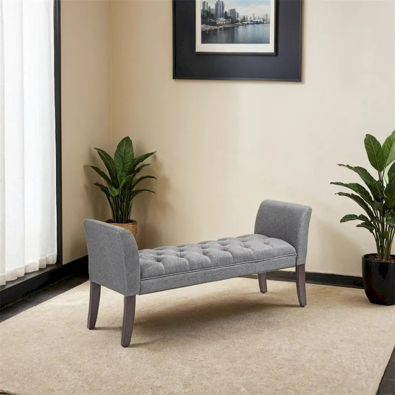 End of Bed Bench with Button Tufted Design,Upholstered Entryway Bench