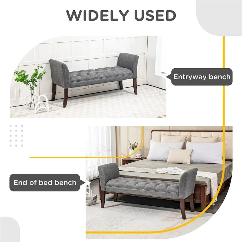 End of Bed Bench with Button Tufted Design,Upholstered Entryway Bench