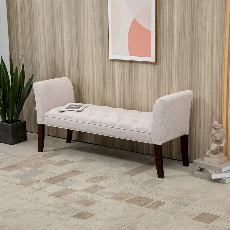 End of Bed Bench with Button Tufted Design,Upholstered Entryway Bench