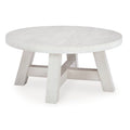 Linie Round Cocktail Coffee Table, Rustic Posts, 40 Inch White Pine