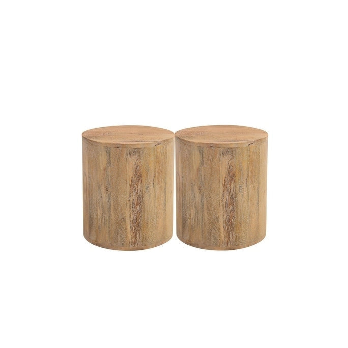 HomeRoots 18 Natural Solid Wood Round End Table - 16' X '18' X '16
