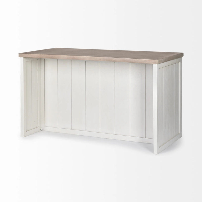 HomeRoots White And Brown Two Tone Wooden Kitchen Island With 3 Drawers - 30' X '34.5' X '60
