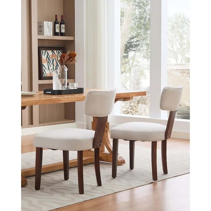 Modern Leather Dining Chairs Set of 2  Upholstered Curved Backrest, Hardwood Frame & Nailhead Trim, 265lb Capacity