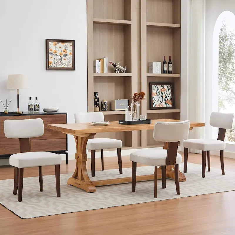 Modern Leather Dining Chairs Set of 2  Upholstered Curved Backrest, Hardwood Frame & Nailhead Trim, 265lb Capacity